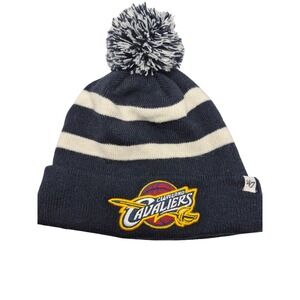 Cleveland Cavaliers Mens 47 Brand Striped Knit Pom Beanie Hat NBA Basketball